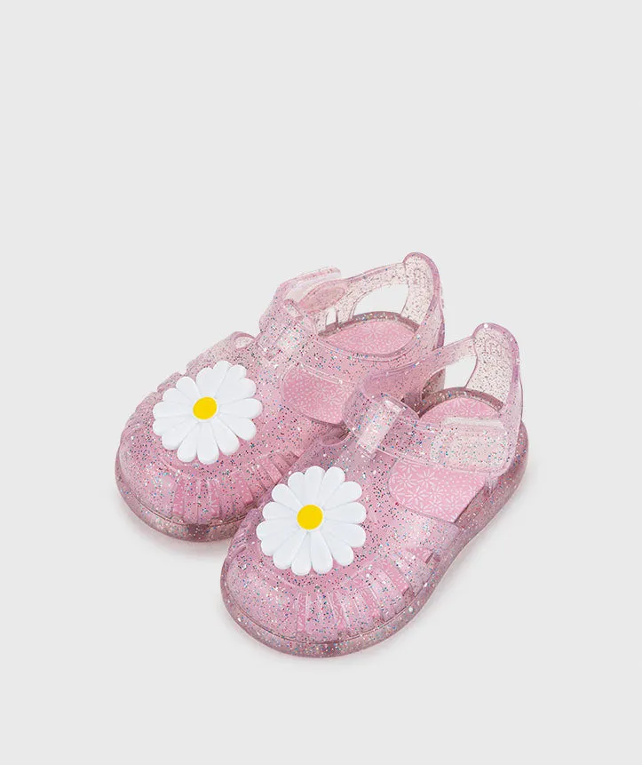 Igor Girl's Tobby Gloss Flor Glitter Sandals - Rosa Multi Glitter