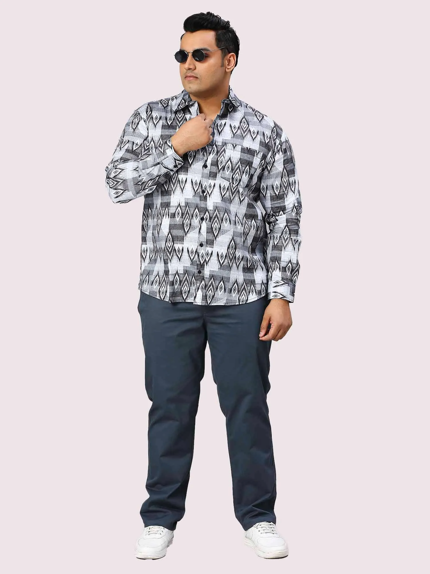 Iron Digital Printed Full Sleeve Shirt Men's Plus Size