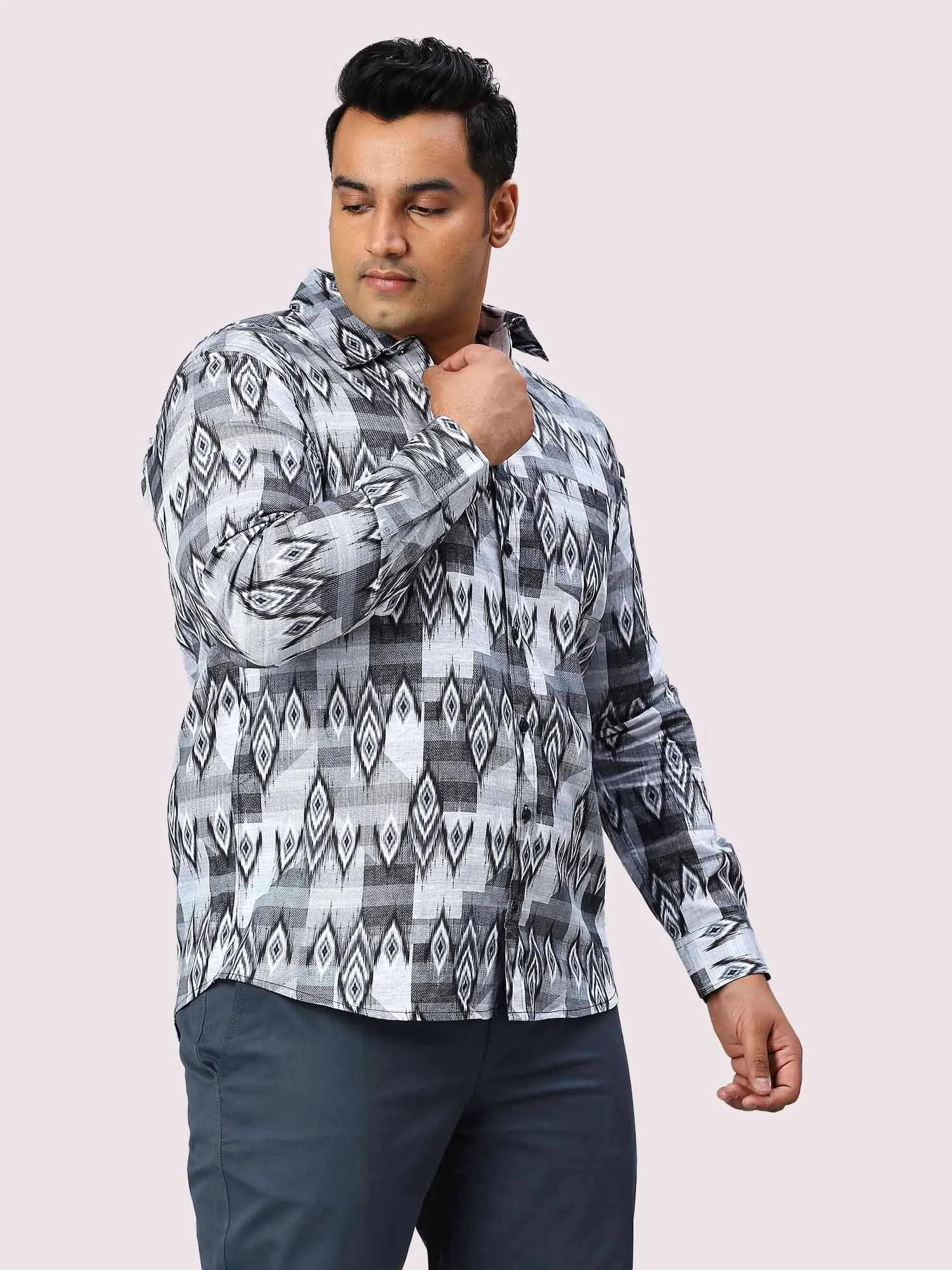 Iron Digital Printed Full Sleeve Shirt Men's Plus Size