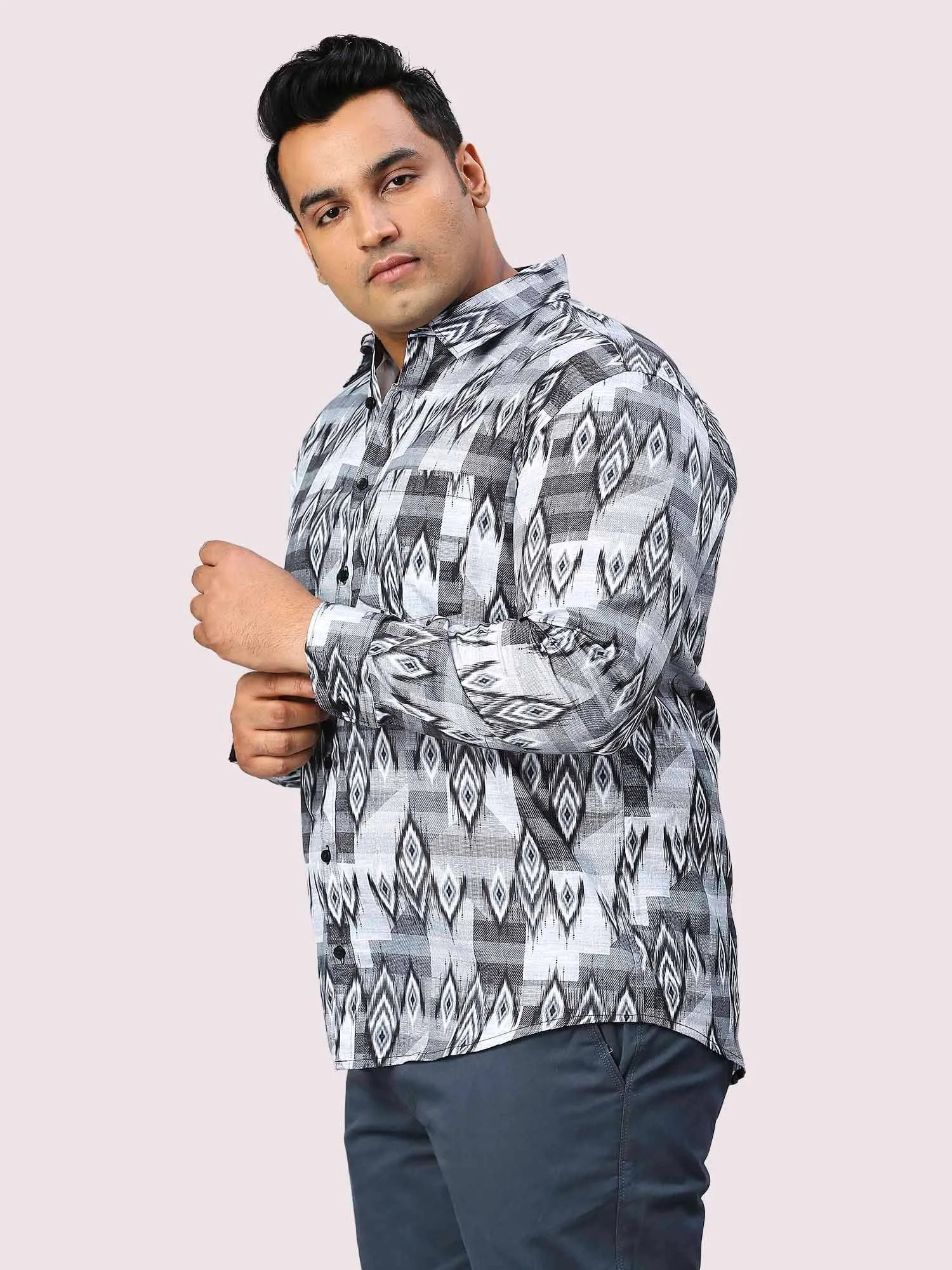 Iron Digital Printed Full Sleeve Shirt Men's Plus Size