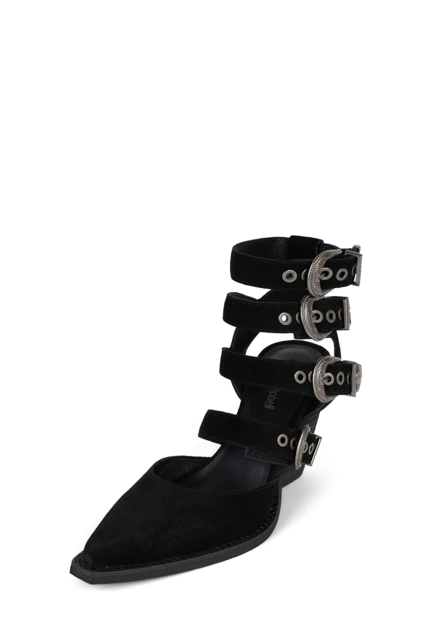 Jeffrey Campbell Barrels Pumps in Black Suede Silver