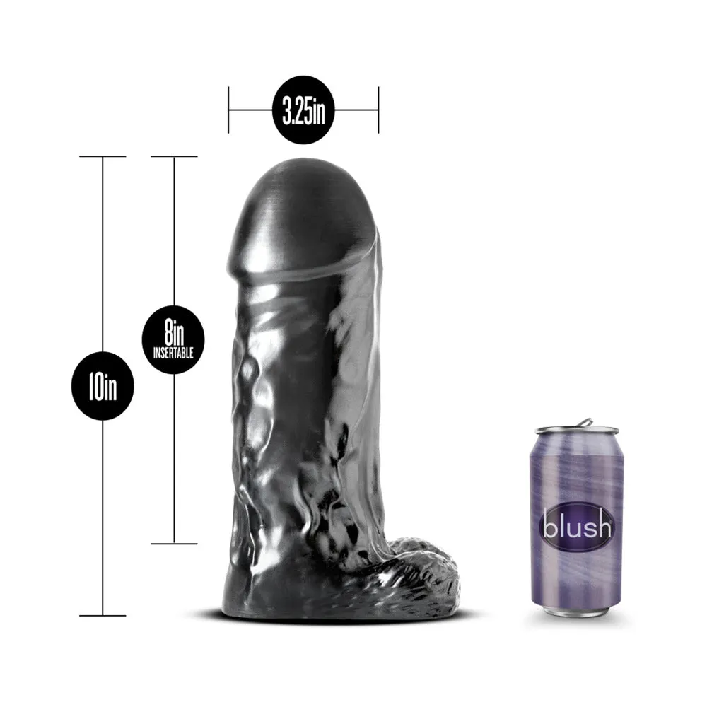 Jet Destroyer Realistic 10 in. Dildo with Balls Carbon Metallic Black