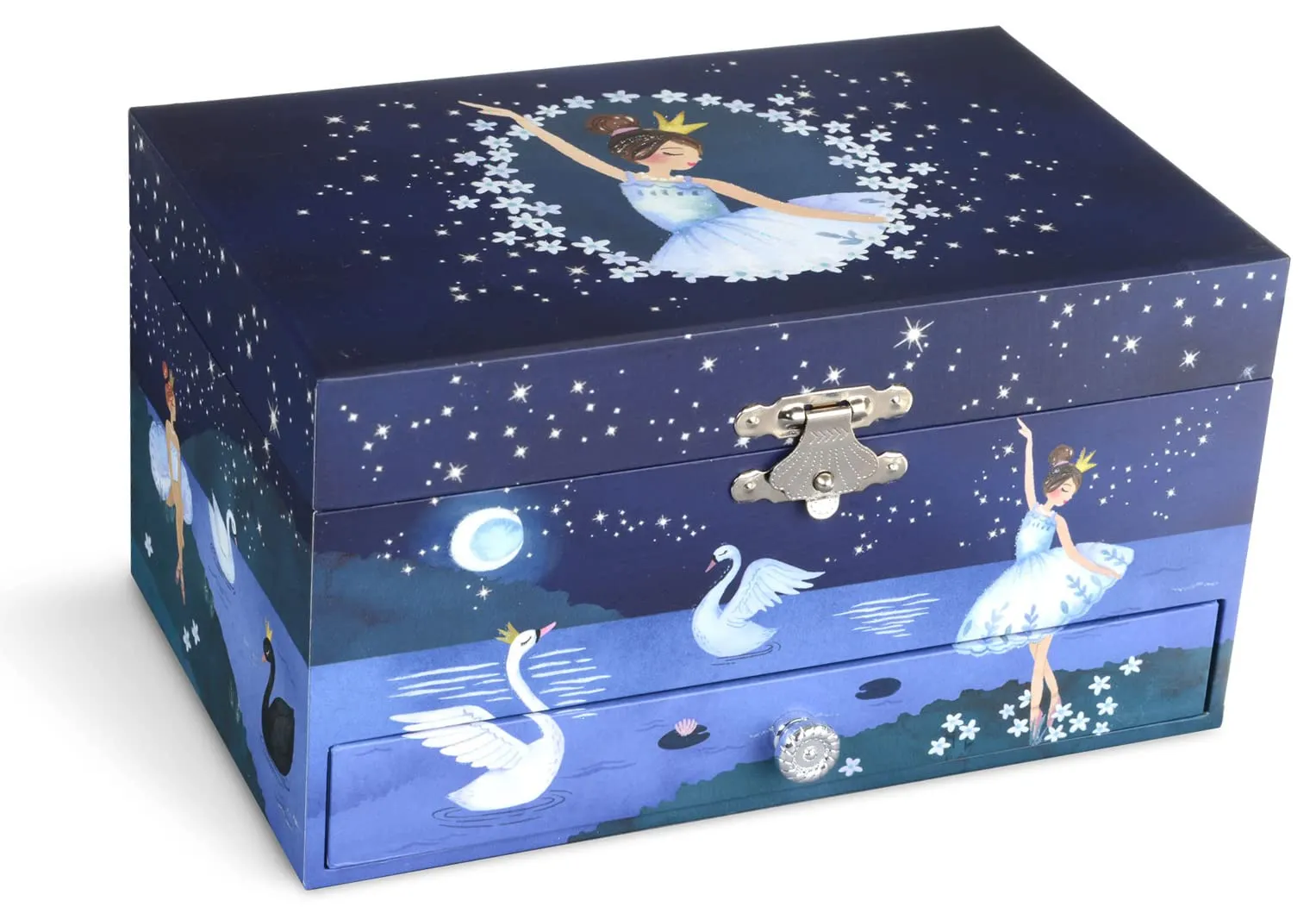 Jewelkeeper Girl's Ballerina Musical Jewelry Storage Box with Pullout Drawer, Glitter