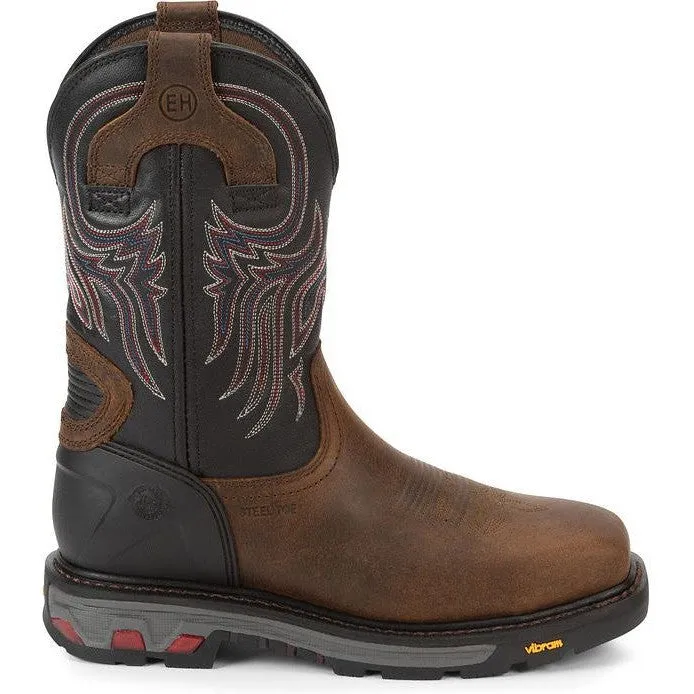 Justin Men's Tanker 11" Steel Toe Western Work Boot -Brown- WK2104