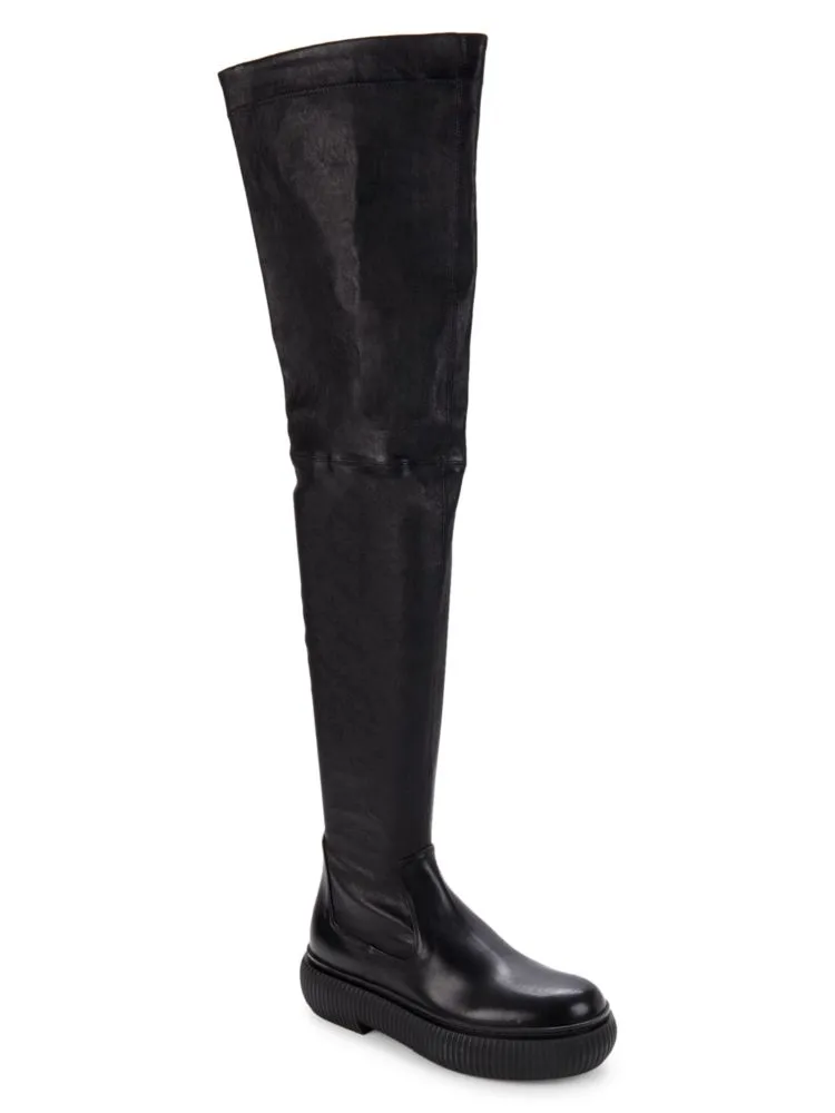 Lanvin Arpege thigh high leather boots, black