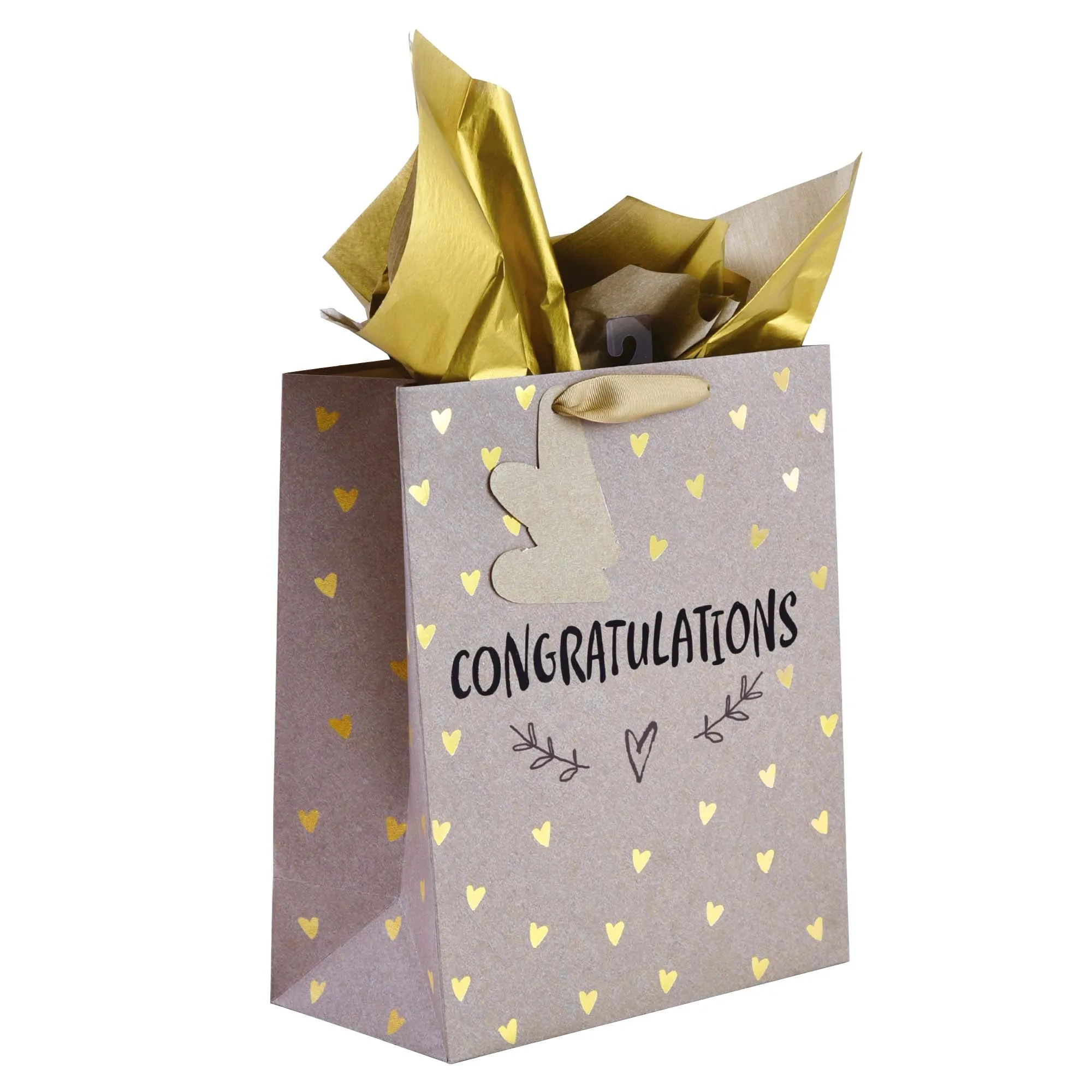 Large Congratulations Party Hot Stamp/Glitter Premium Plus Bag, 4 Designs