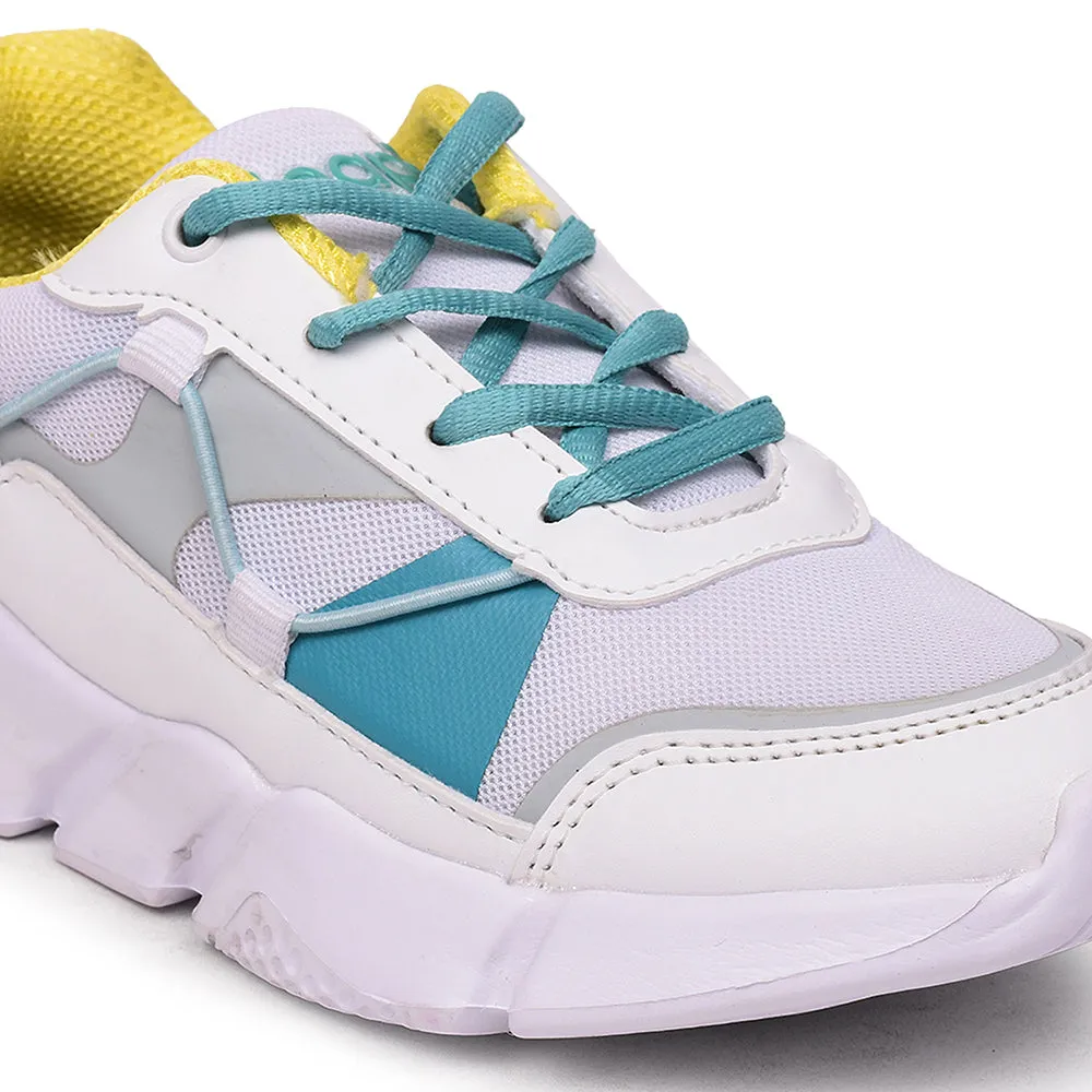 Leap7x Lace Up Athleisure Shoes For Kids (White) POLAR-502 By Liberty