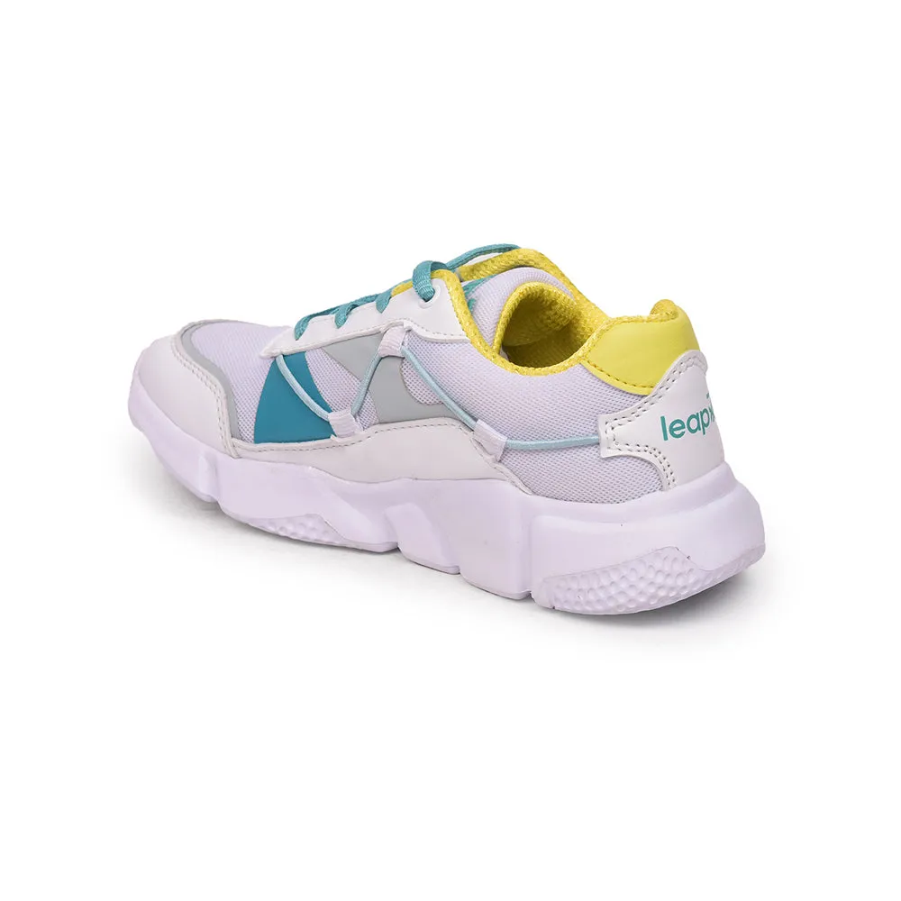 Leap7x Lace Up Athleisure Shoes For Kids (White) POLAR-502 By Liberty