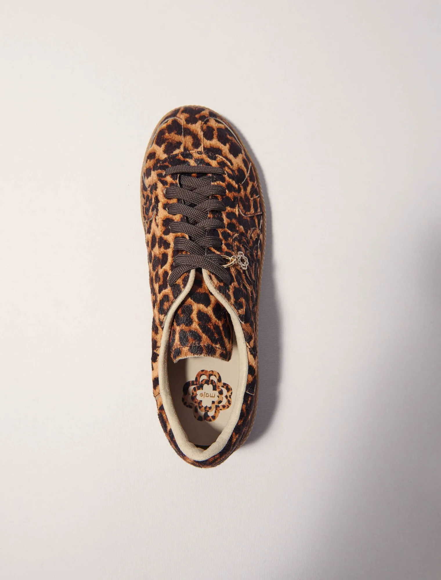 Leopard print leather trainers