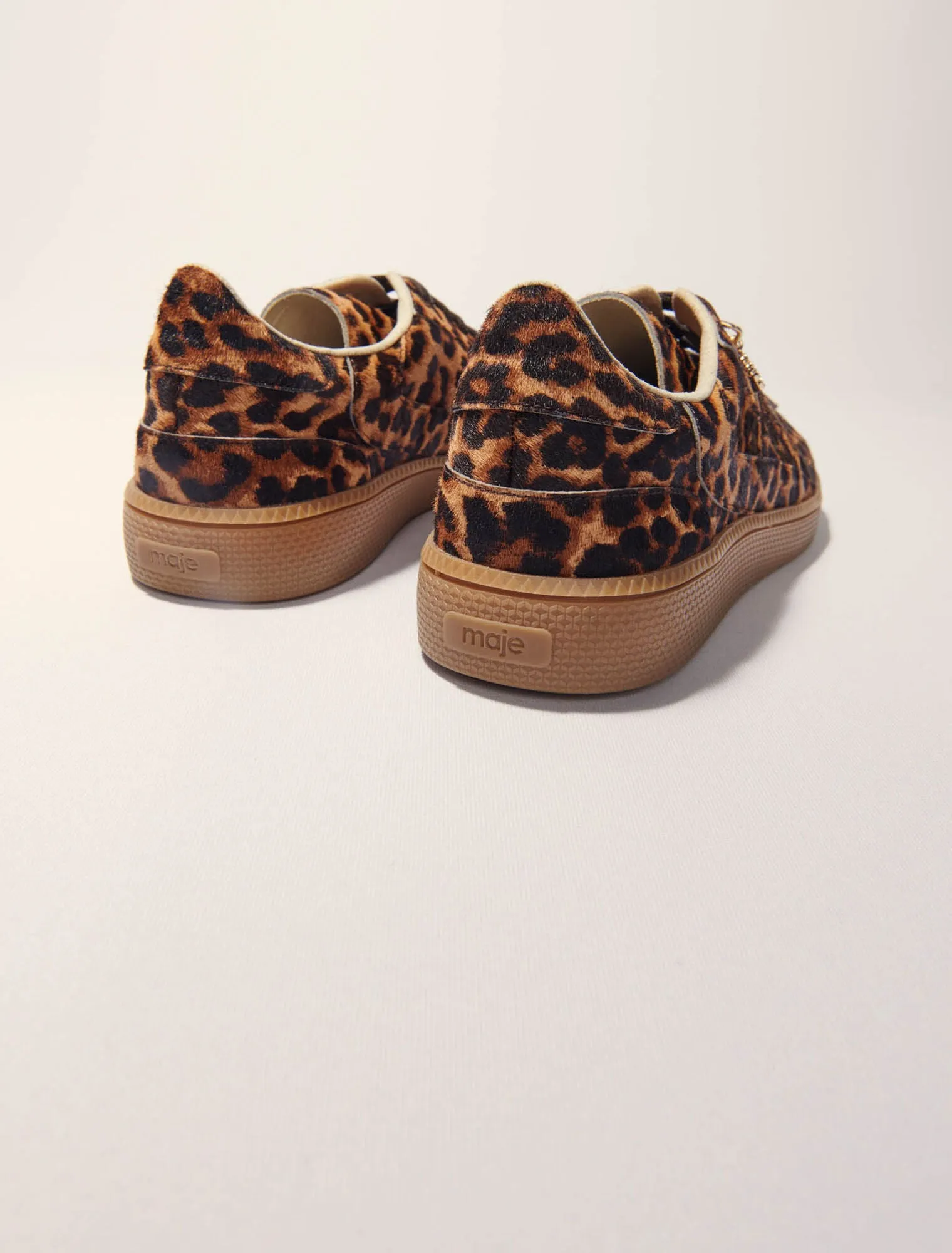 Leopard print leather trainers