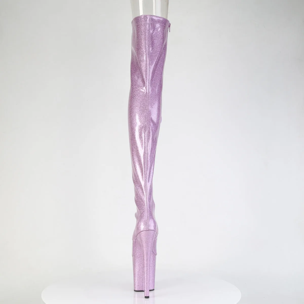 Lilac Glitter Peep Toe Thigh High Boots Flamingo-3021GP