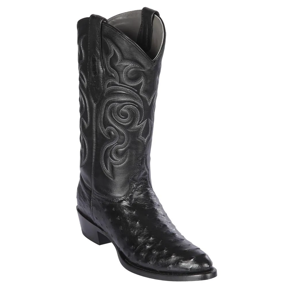 Los Altos Boots Mens #650305 Round Toe | Genuine Full Quill Ostrich  Boots Handmade | Color Black