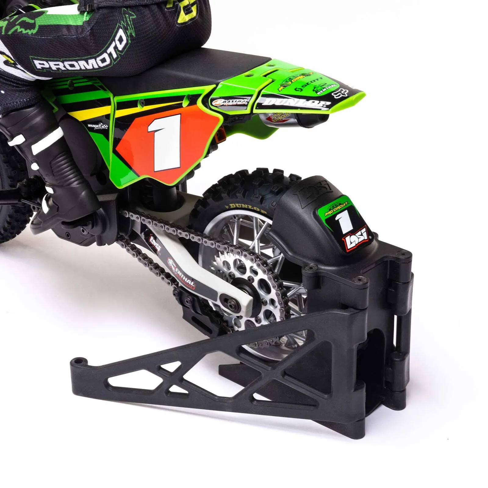 Losi 1/4 Promoto-MX Motorcycle RTR with Battery and Charger, Pro Circuit Green