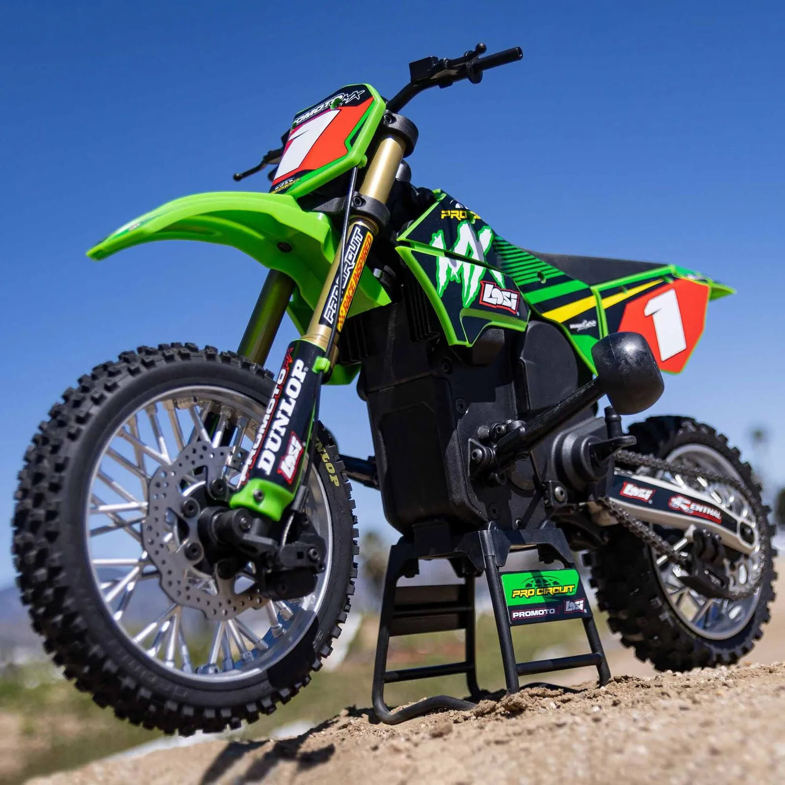 Losi 1/4 Promoto-MX Motorcycle RTR with Battery and Charger, Pro Circuit Green