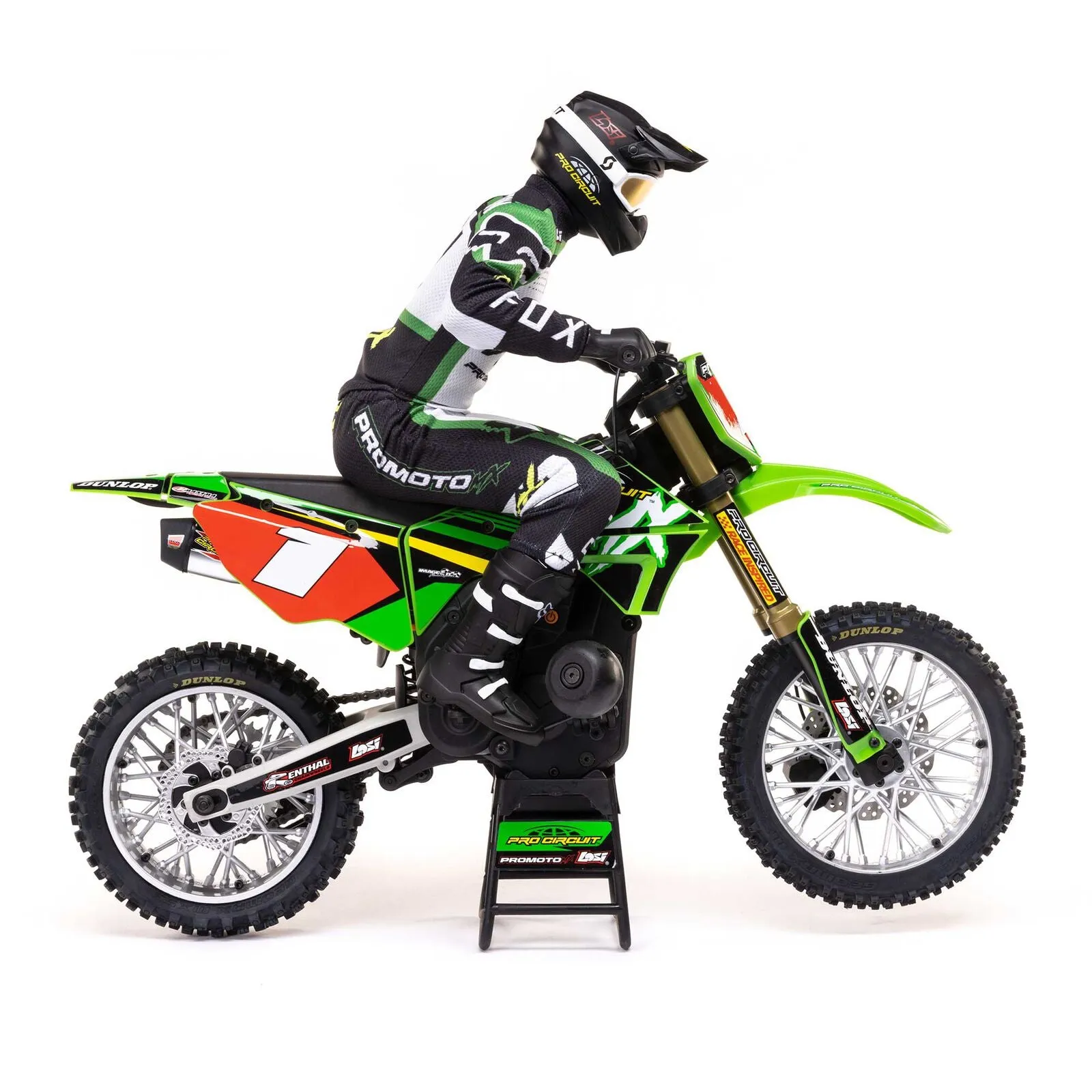 Losi 1/4 Promoto-MX Motorcycle RTR with Battery and Charger, Pro Circuit Green