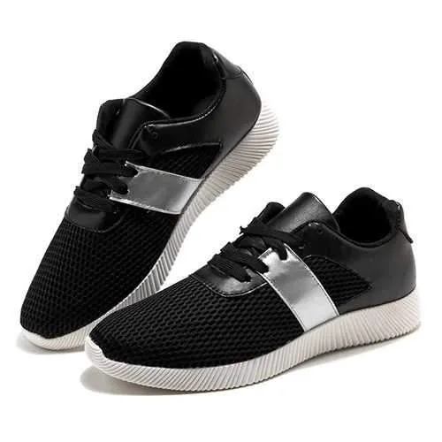 Men Breathable Mesh Lace Up Athletic Shoes