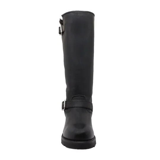 Men's 16" Black Engineer Biker Leather Boots