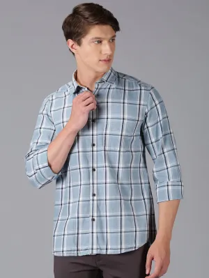 MEN'S BLUE CHECK SLIM FIT SHIRT