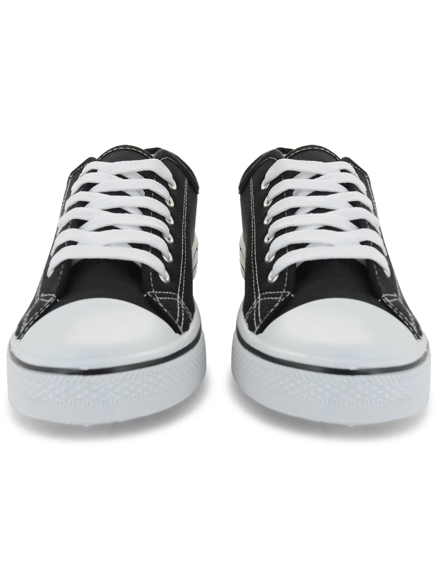 Mens Taylor Low Top Lace Up Canvas Trainers in Black