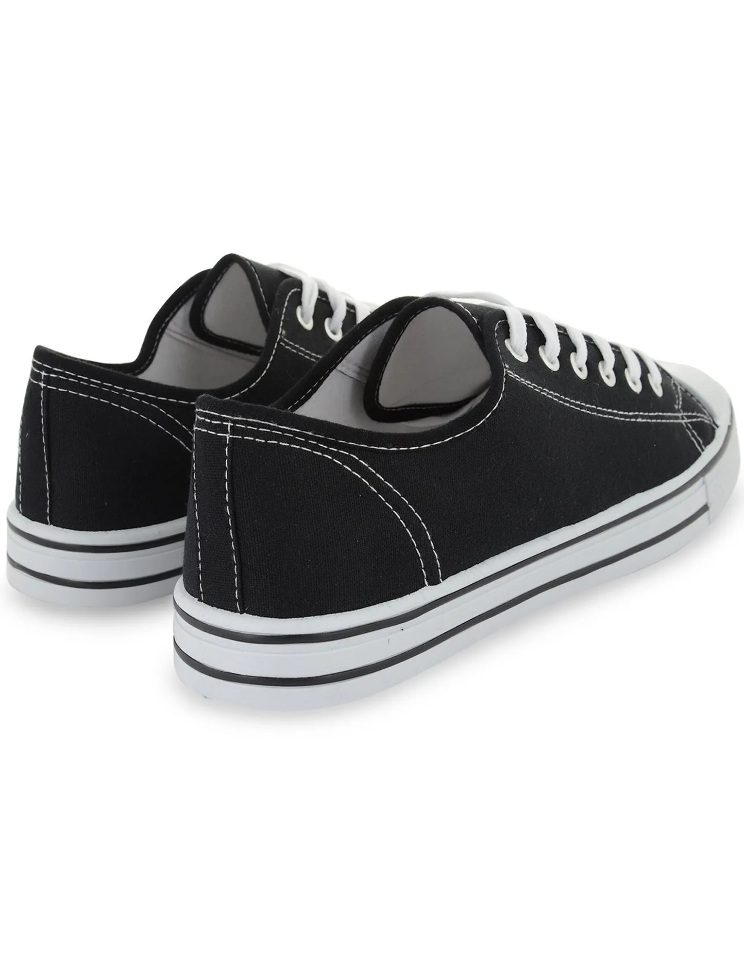 Mens Taylor Low Top Lace Up Canvas Trainers in Black