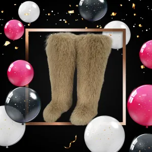 Miss Me Big Time - Women Tan Real Mogolian Fur Boots