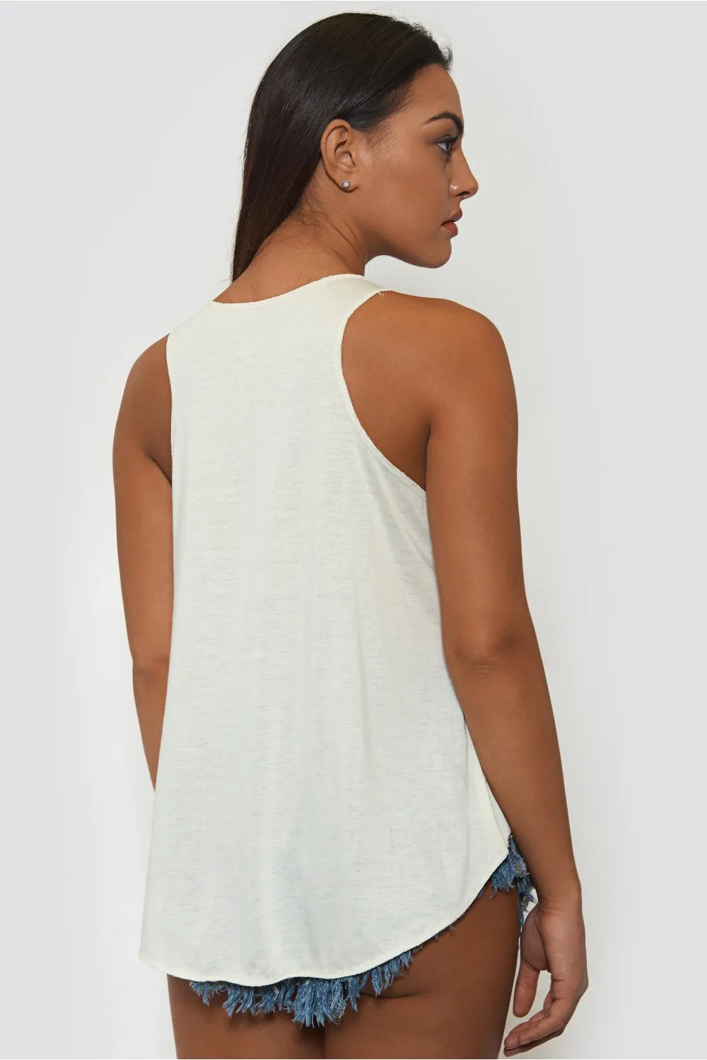 Musical Score Cream Vest Top