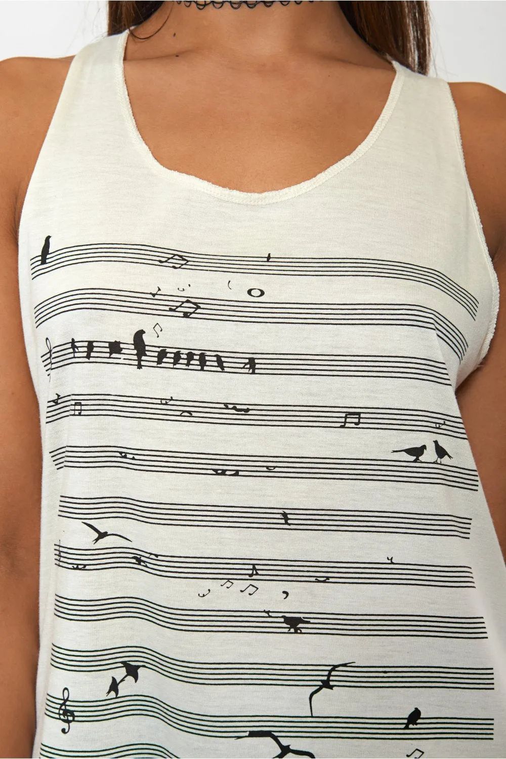 Musical Score Cream Vest Top