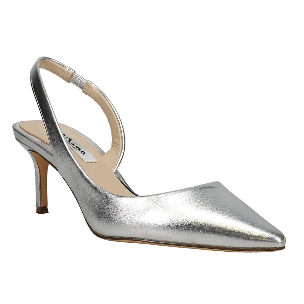 Nina60 Metallic Pointed Toe Slingback Wedding Pumps