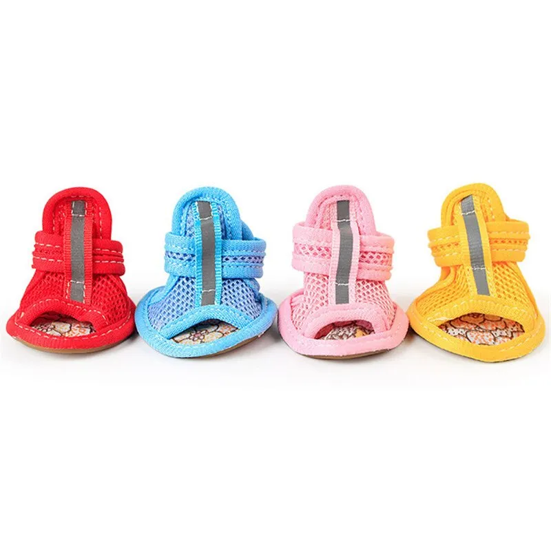 Non-slip Summer Dog Shoes Breathable Sandals for Small Dogs Pet 4PCS Paw protector stylish shoe for dogs