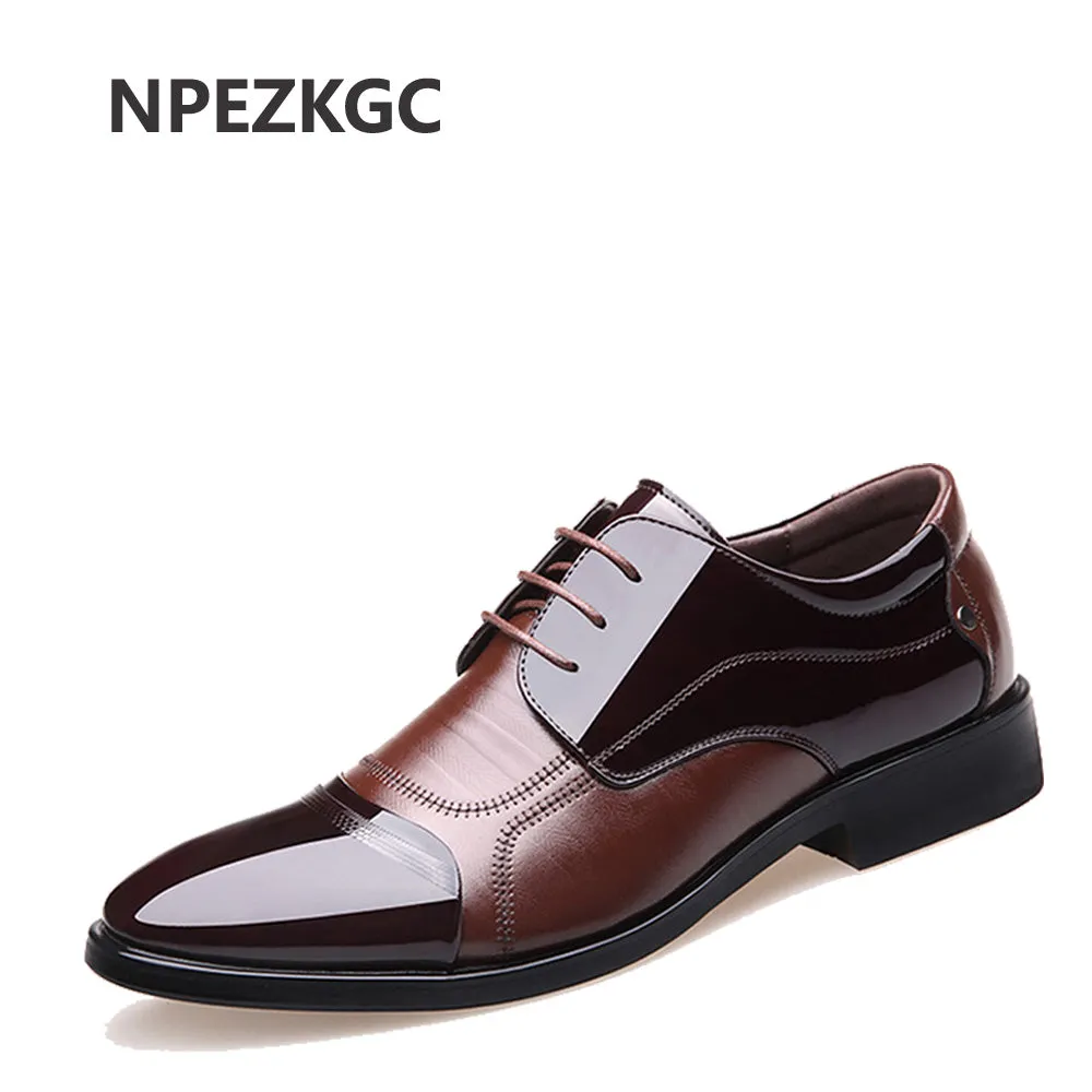 NPEZKGC New Spring Fashion Oxford Business Men Shoes Genuine Leather High Quality Soft Casual Breathable Men's Flats Zip Shoes