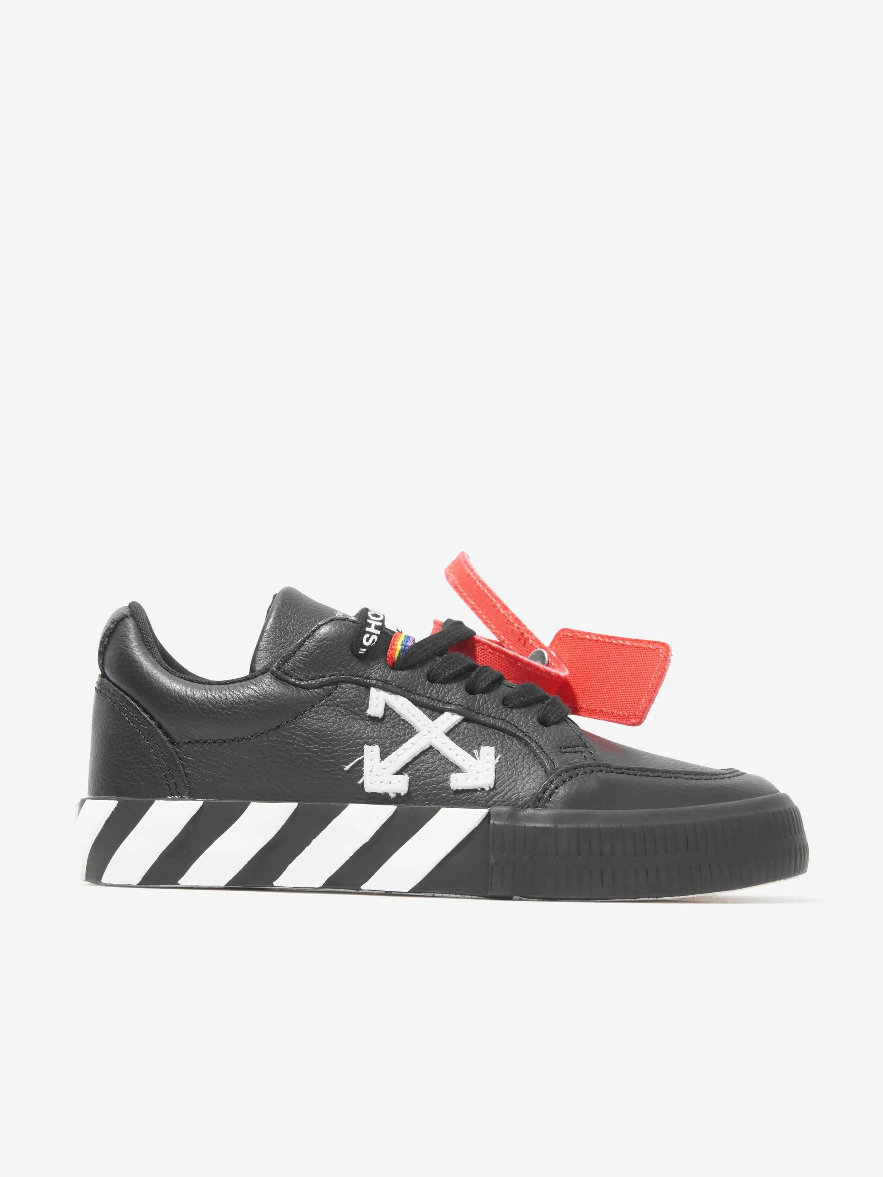 Off-White Boys Leather Lace Up Trainers in Black