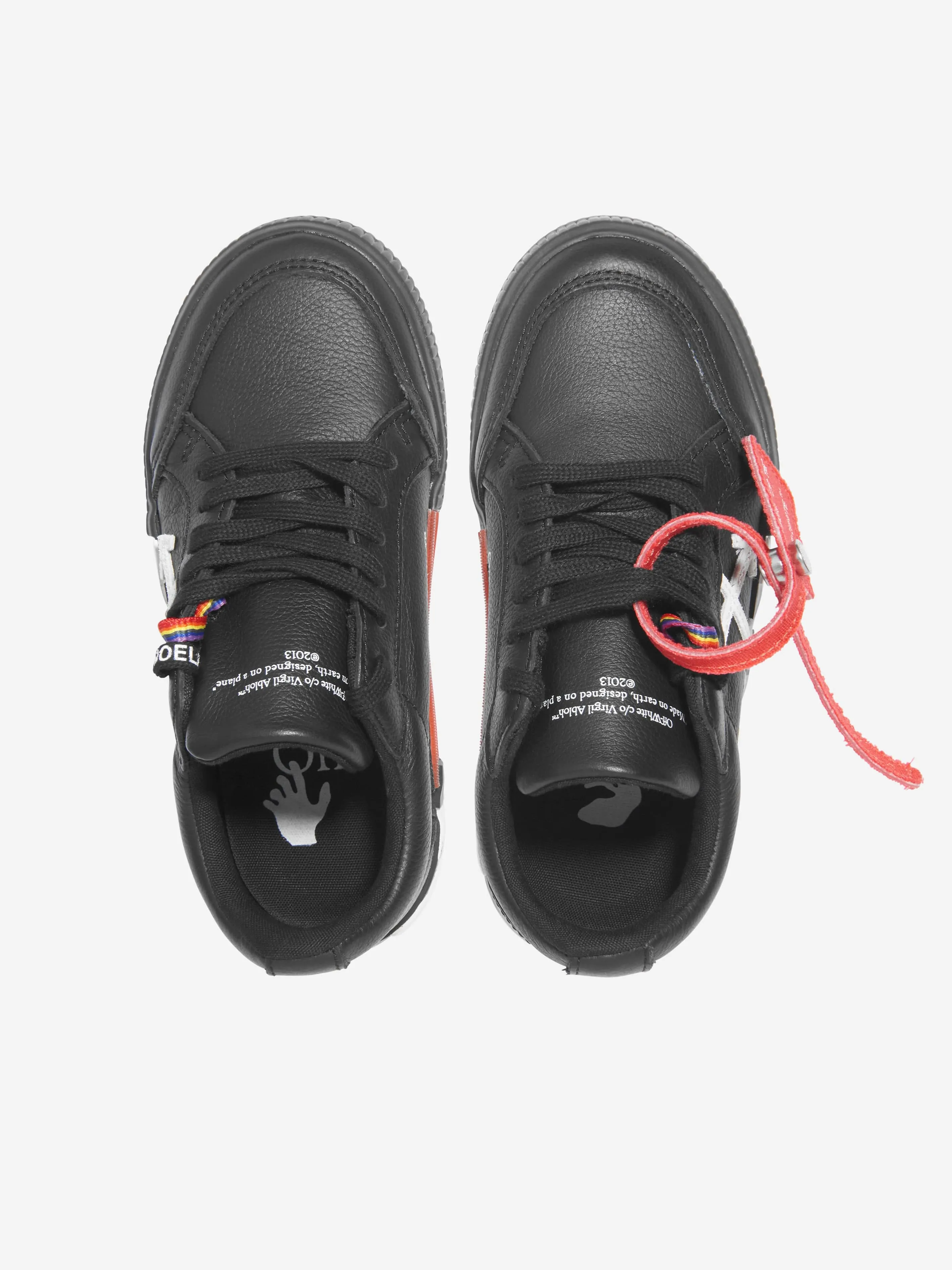 Off-White Boys Leather Lace Up Trainers in Black