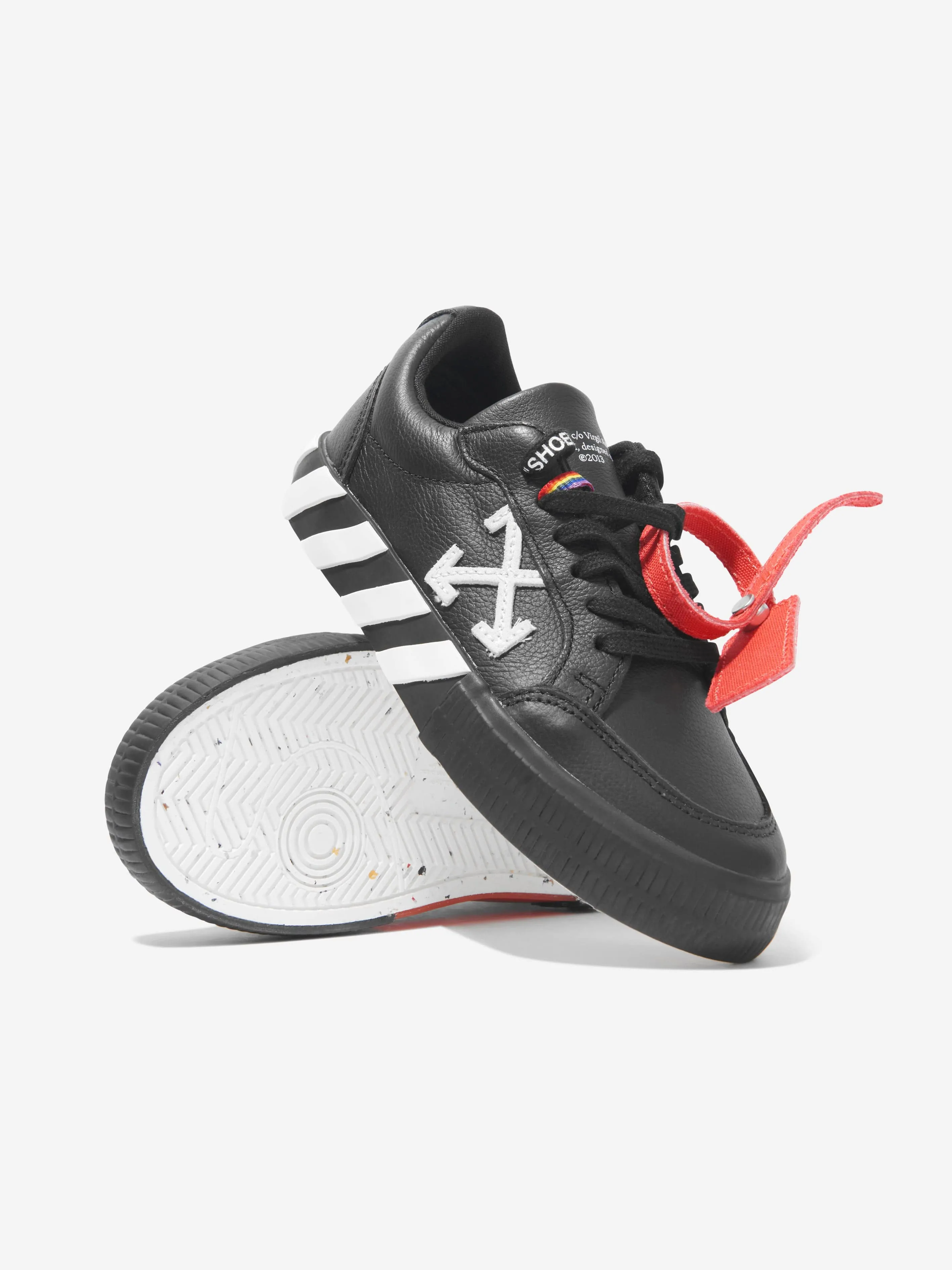 Off-White Boys Leather Lace Up Trainers in Black