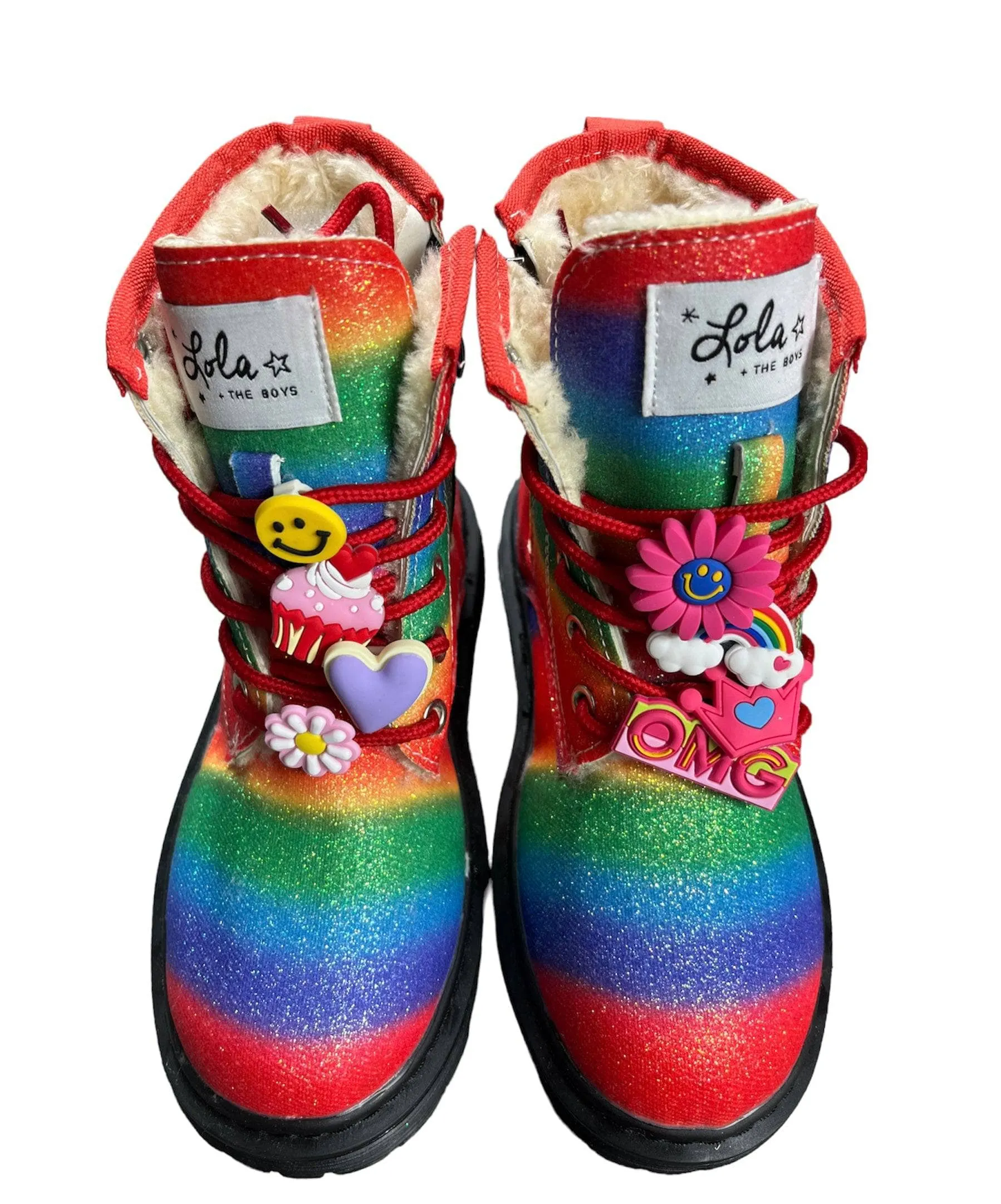 Ombre Rainbow Charm Combat Boots