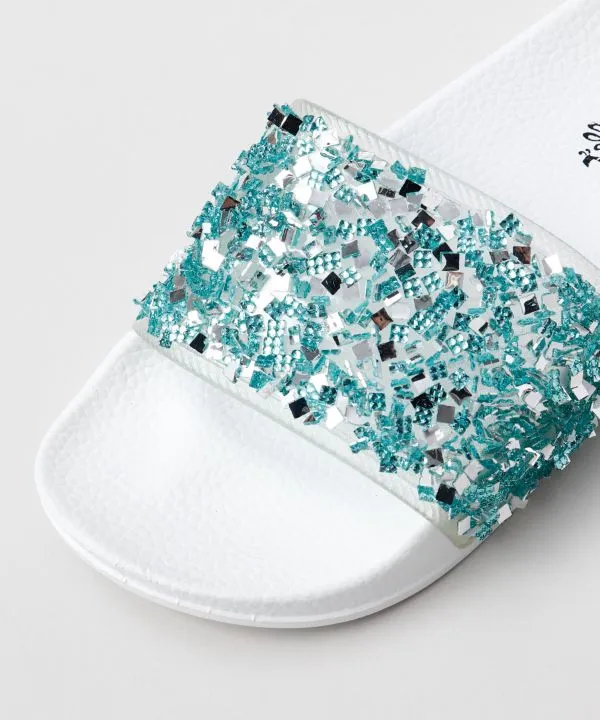 Open Toe Glitter Sliders