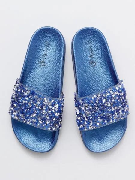 Open Toe Glitter Sliders