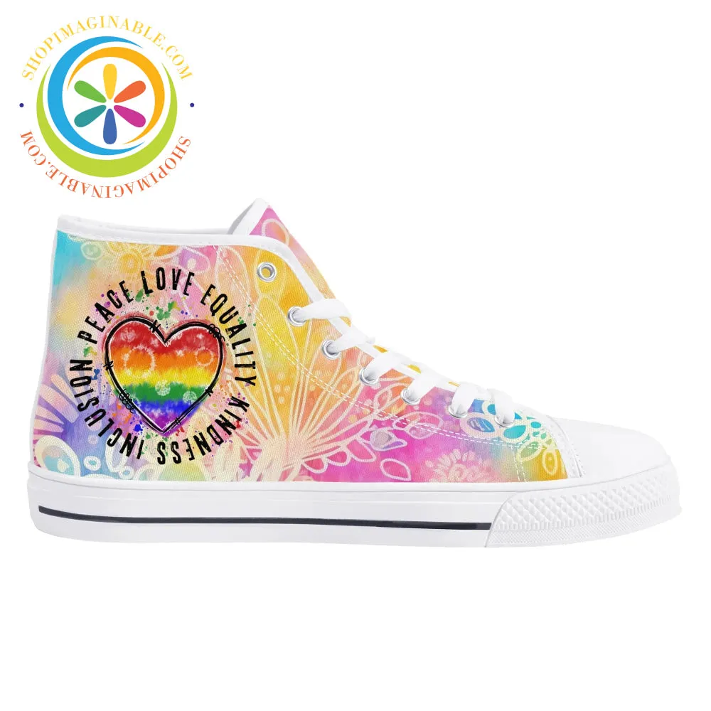 Peace • Love • Equality • Ladies High Top Canvas Shoes