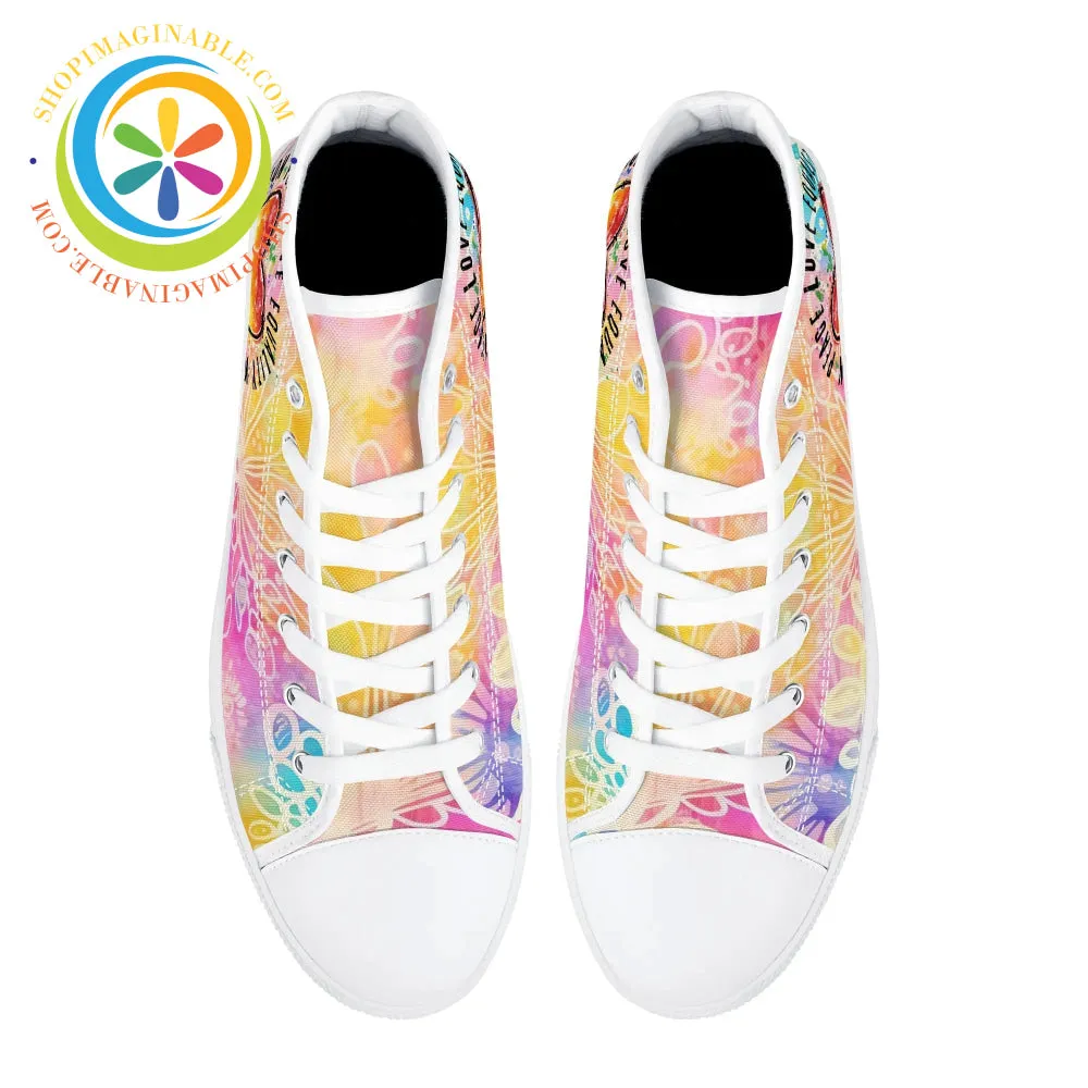 Peace • Love • Equality • Ladies High Top Canvas Shoes