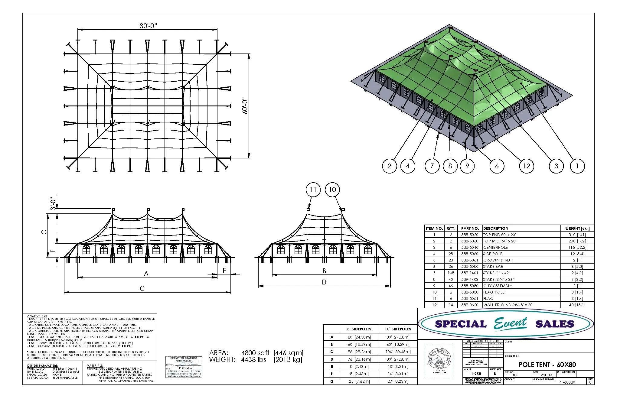 Pole Tent 60' x 80' White