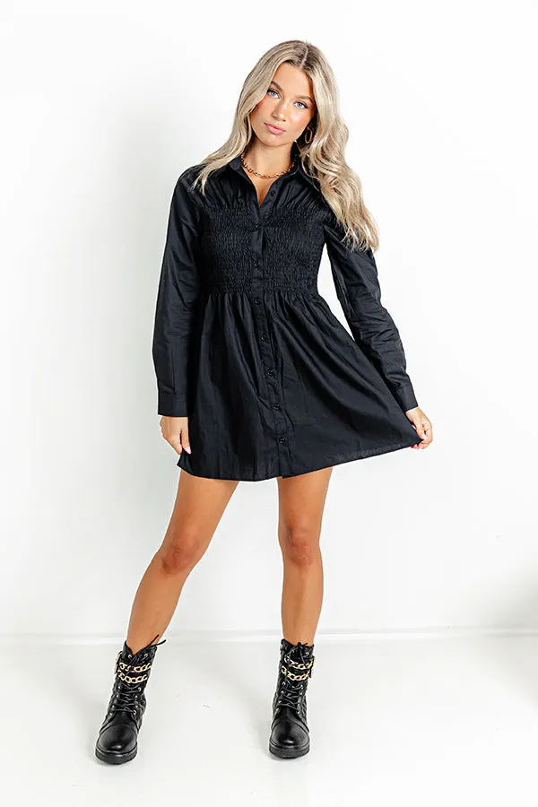 Posh Mindset Smocked Mini Dress In Black