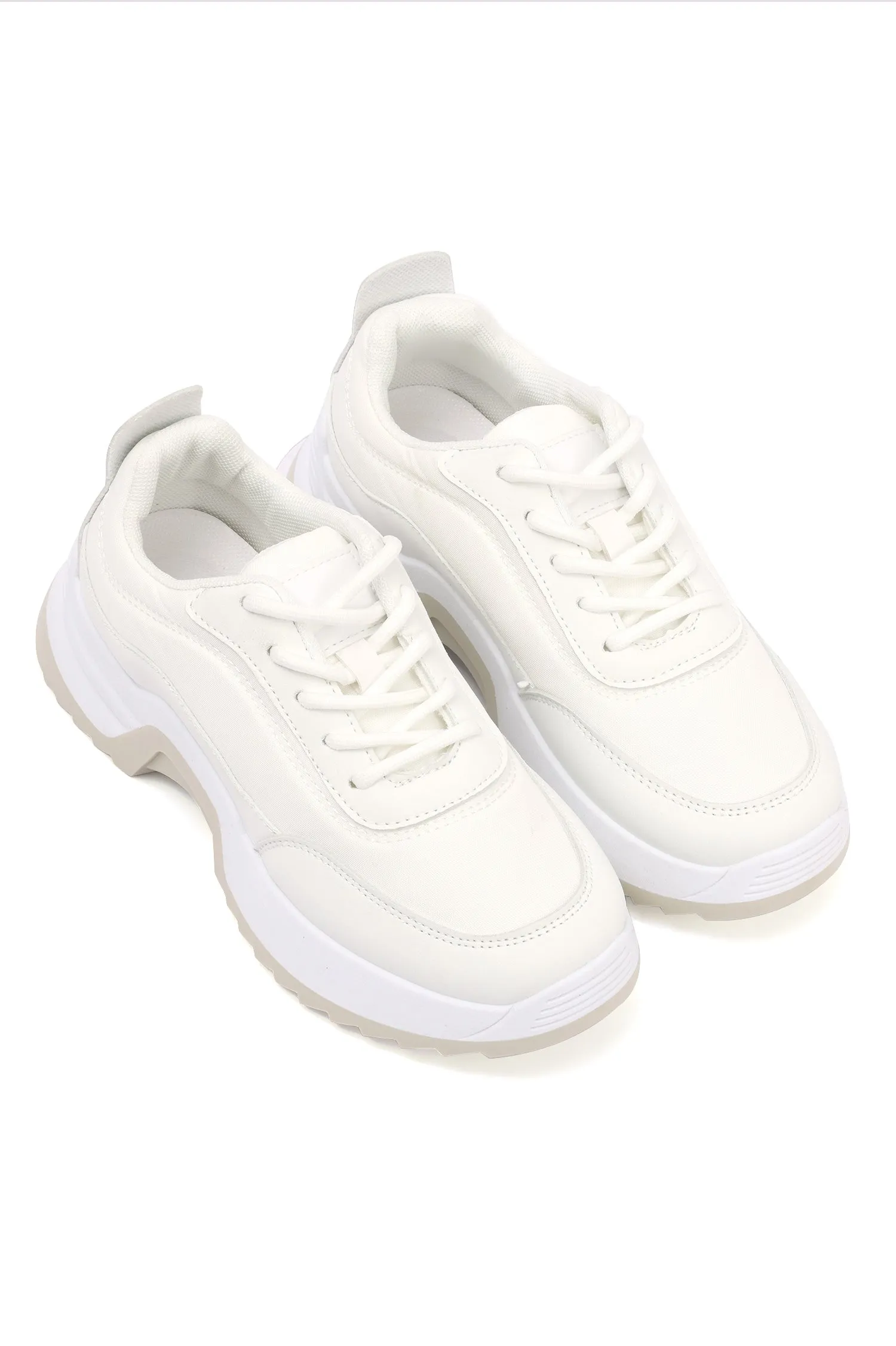 PREMIUM CHUNKY KNIT SNEAKERS-WHITE