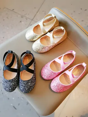 Princess Glitter Sparkling Mary Jane Flats  by Liv and Mia