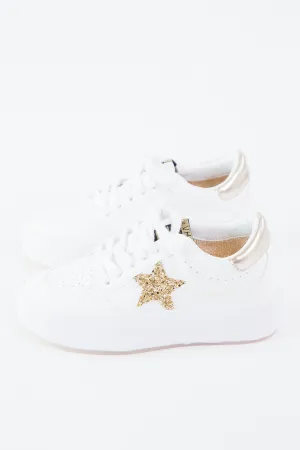 Ream Platform Sneaker, White/Gold Glitter | Vintage Havana