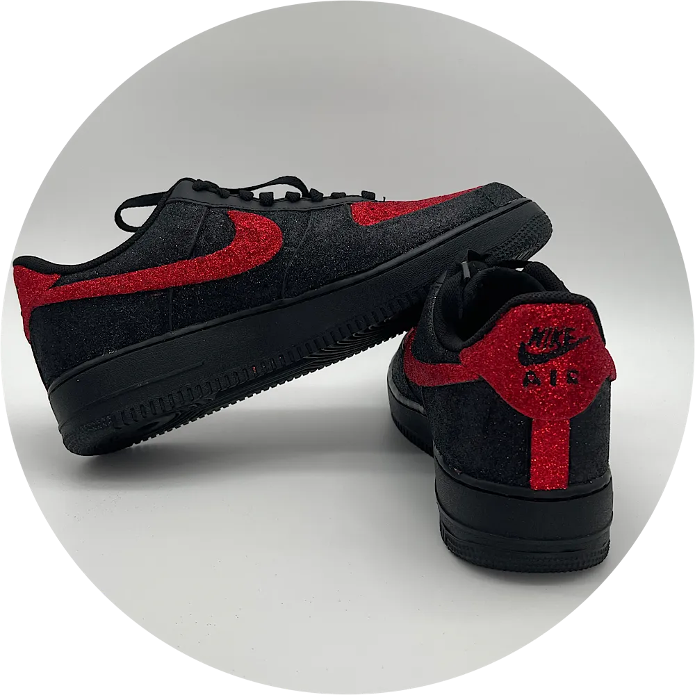 Red and Black Glittered Nike AF1's