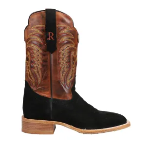 Rough Out Embroidered Wide Square Toe Cowboy Boots