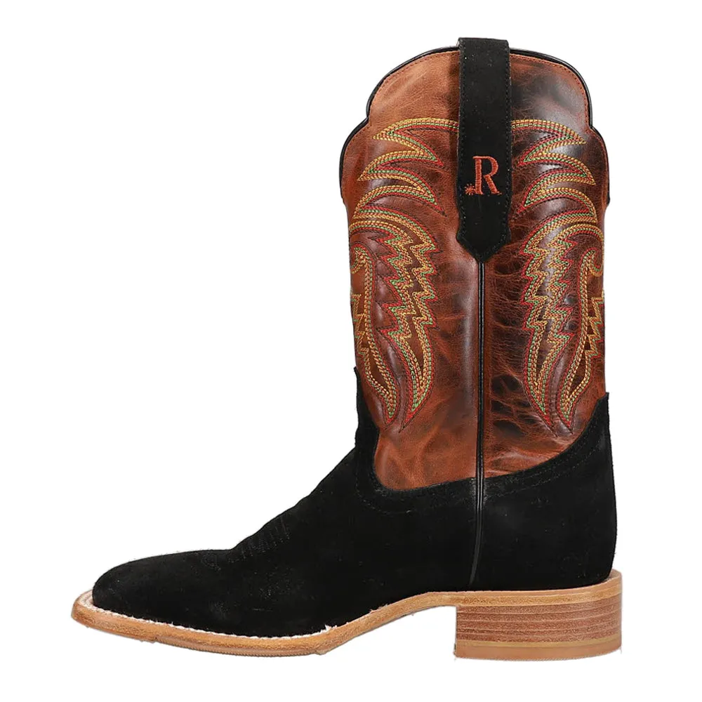 Rough Out Embroidered Wide Square Toe Cowboy Boots