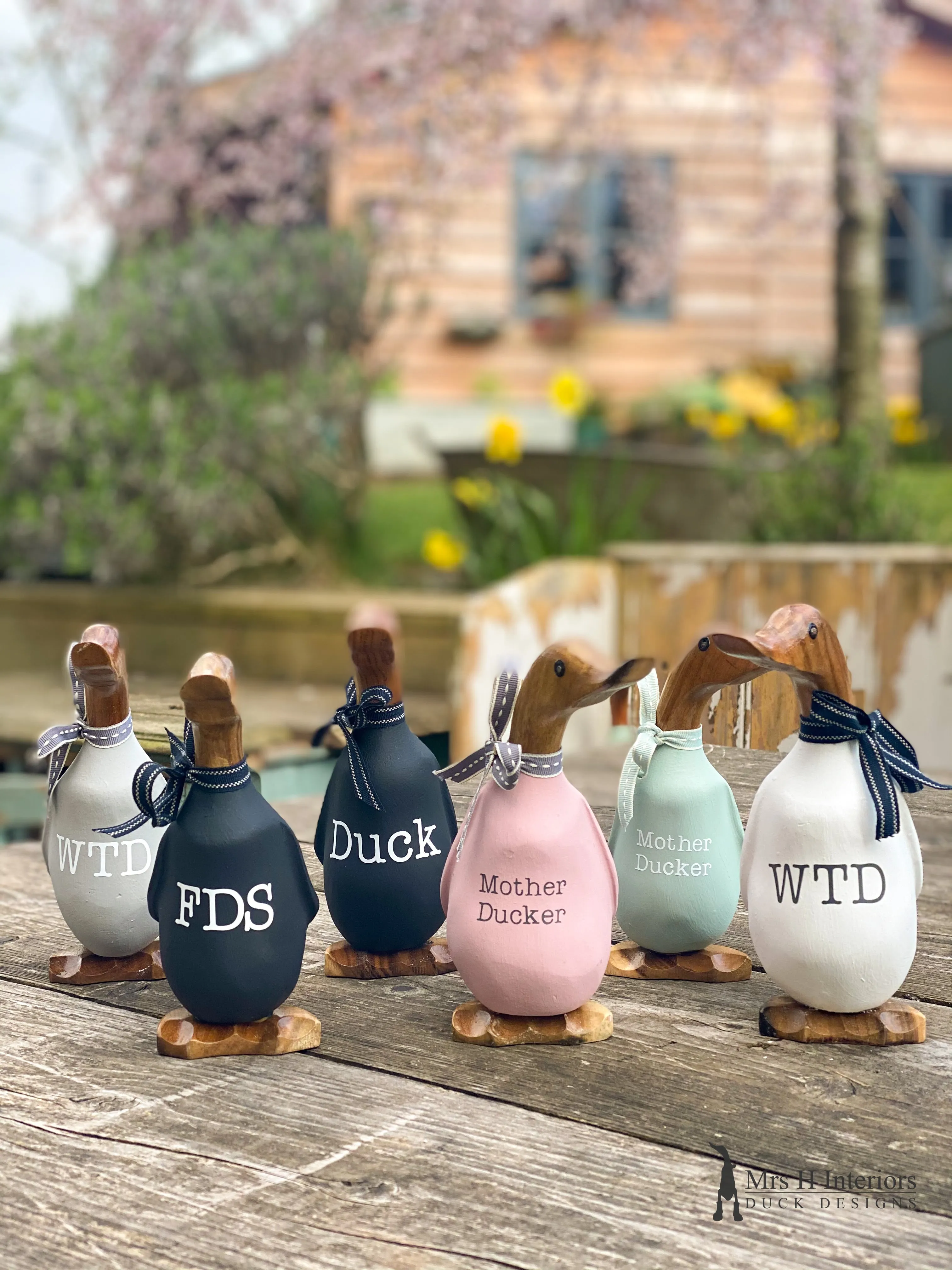 Rude as duck… ducks! - Decorated Wooden Duck in Boots by Mrs H the Duck Lady