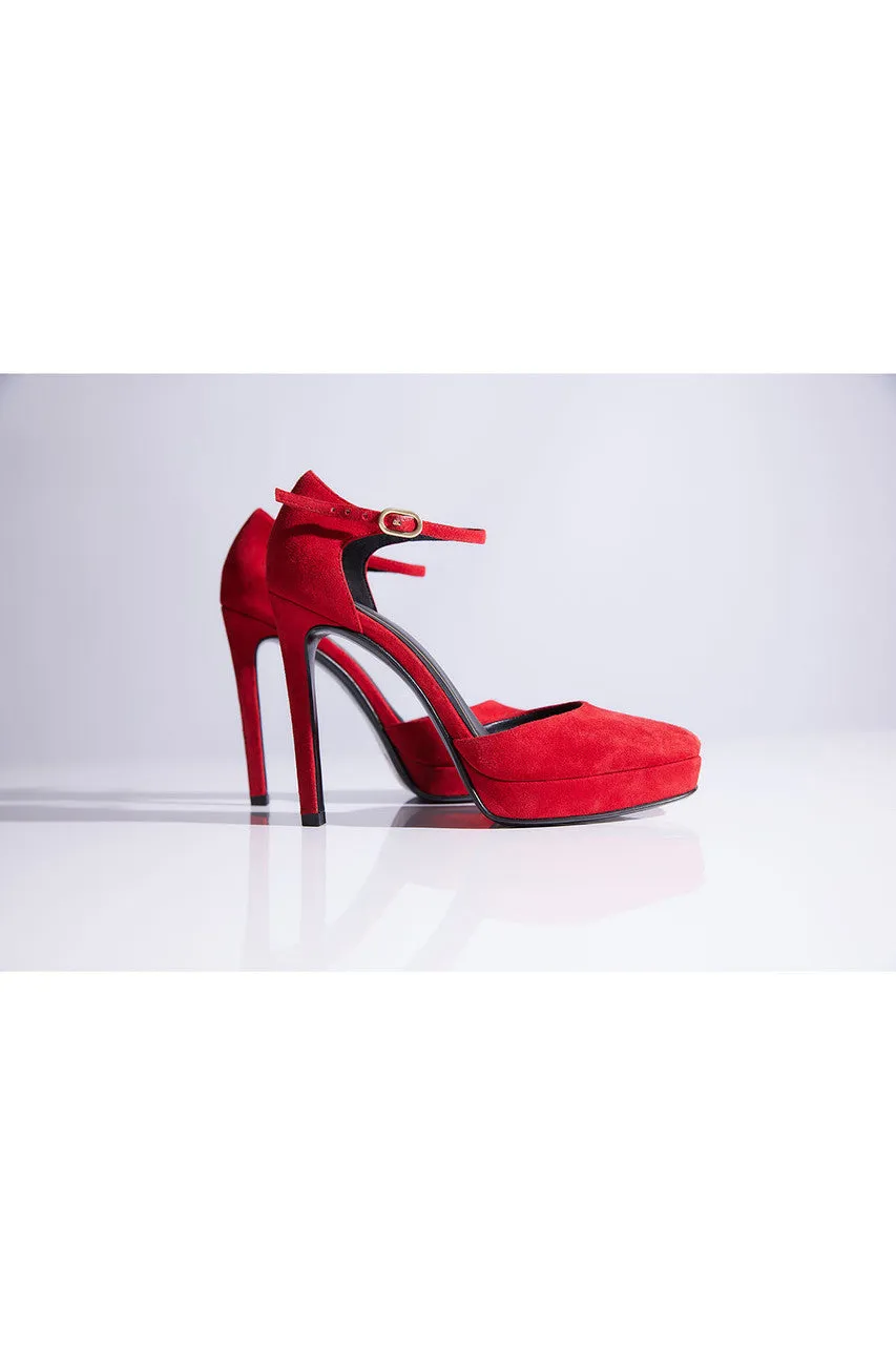 Sae Suede Square Toe Platform Pump