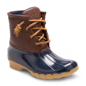 Saltwater Kid's Leather Duck Boot - Navy/Brown