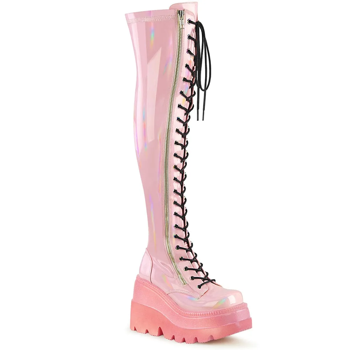 SHAKER-374-1 Baby Pink Hologram Stretch Patent